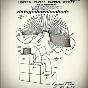 Slinky Patent 1947,Slinky Poster,Game Room Decor, Childs Room Decor, Steel Spring Toy, Slinky Invention Print,Classic Toy,Gift Idea,Child&quot;s