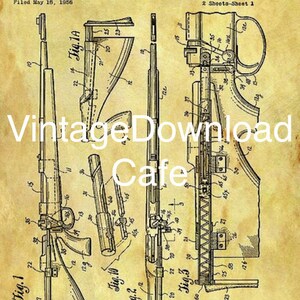 Vintage Poster Patent Art, Rifle Loading Mechanism Patent, , Digital Art, Printable Art, Home Decor, Office Decor, Retro Prints, Gift Ideas.