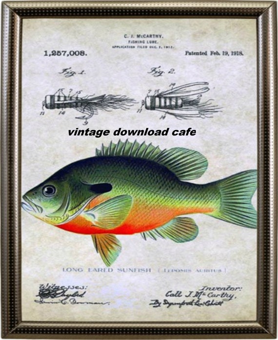 Vintage Trout Fly Fishing Patent Art Print Lures Office Lodge Cabin Wall Decor