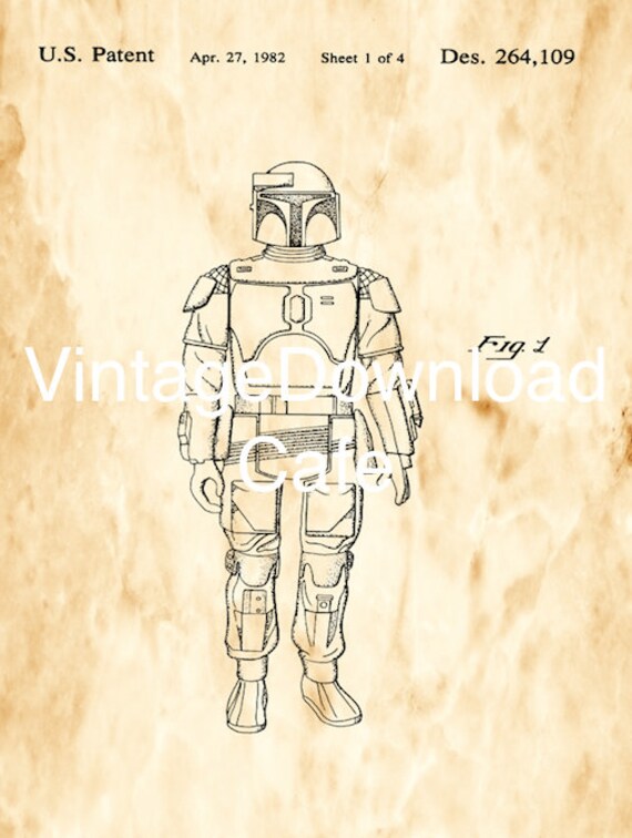 Starwars Figure Vintage Poster Patent Art Printable Art Etsy