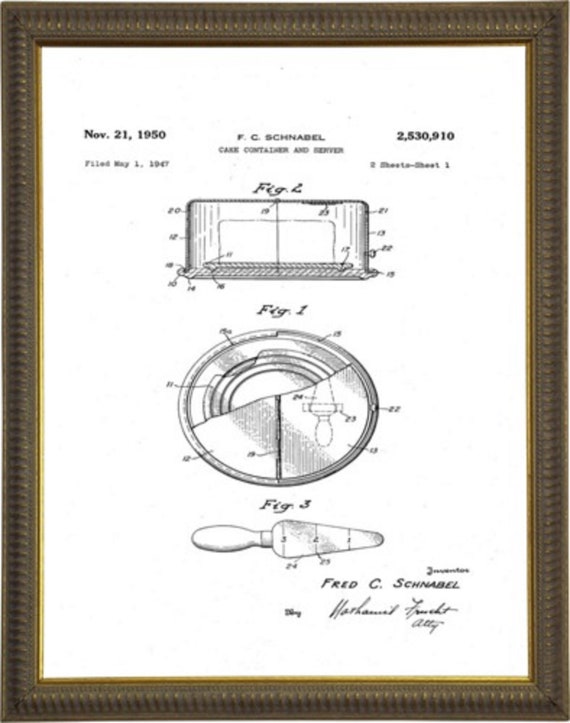 Cake Container Cake Sever Patentinstant Download Patent Etsy