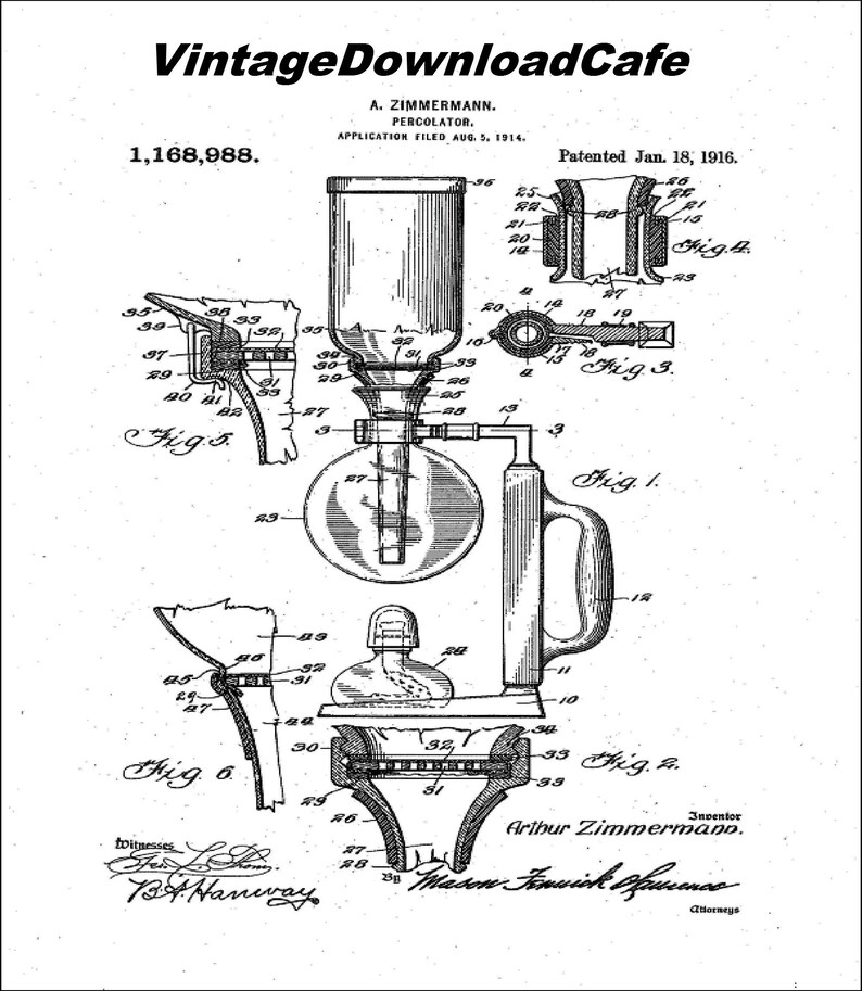 Vacuum Coffee Pots Patent 1916coffee Maker Barista Gift Etsy