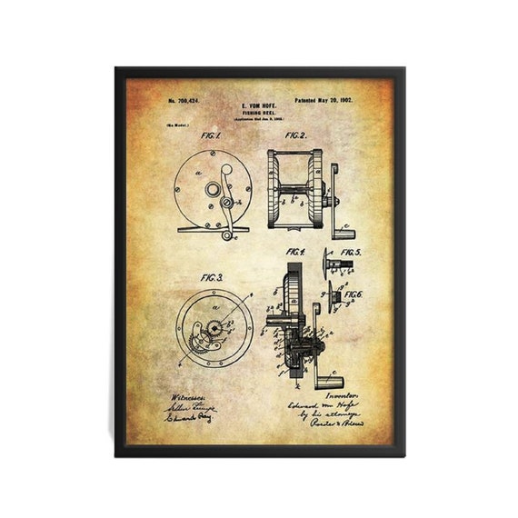 Fishing Reel Patent 1902 Print,home Decor,sports Patent, Fishing Tackle  Work of Art,cabin,fisherman Gift,vintage Digital Print,retro Print -   Canada