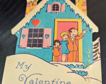 Vintage  Antique Valentine with adorable cottage 1930-1960s?