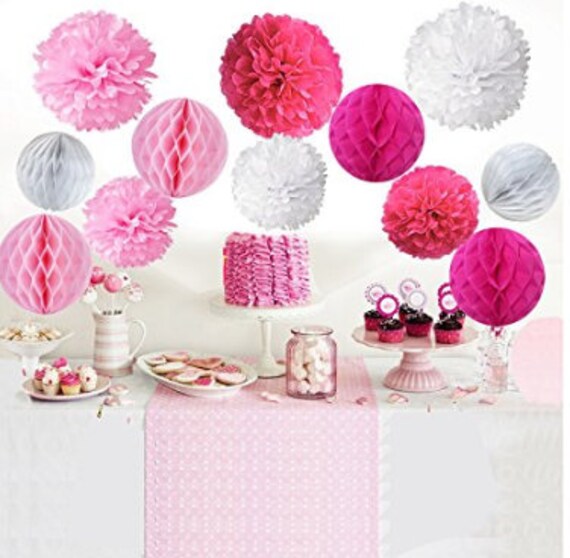 Paper Tassel Tissue Pom Poms Pompoms One Bunting Banner Baby Birthday Party