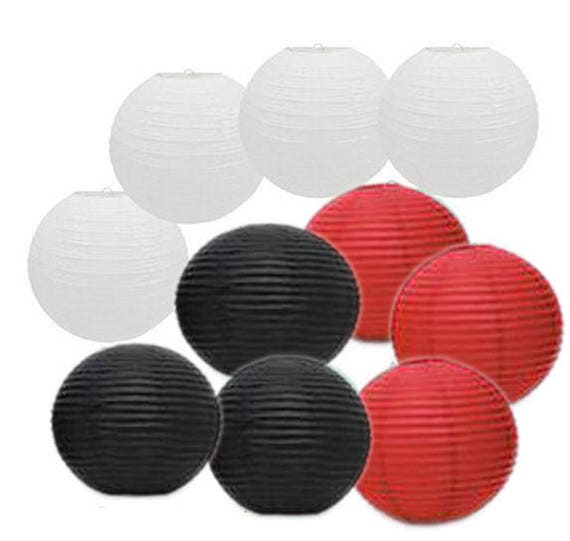 red and black paper lanterns