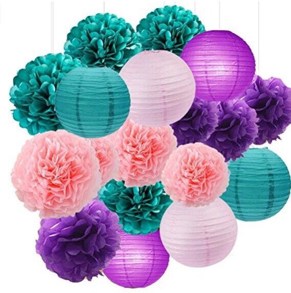 Under The Sea Party Decor Purple Teal Pink Party Decorations Etsy