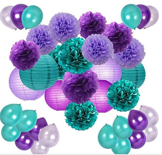 Mermaid Party Decor Under The Sea Party Supplies 48pcs Teal Etsy