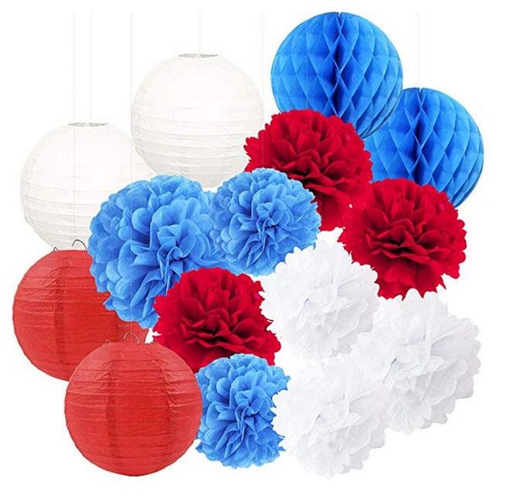 red white blue paper lanterns