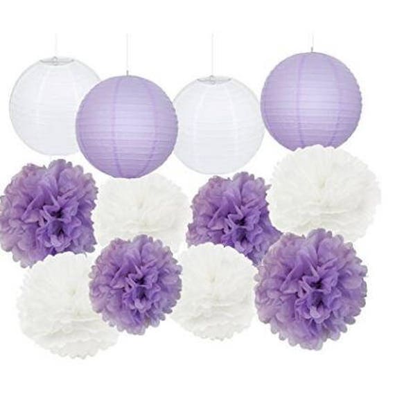 Elephant Baby Shower Decorations 12 Pcs White Lavender Purple Etsy