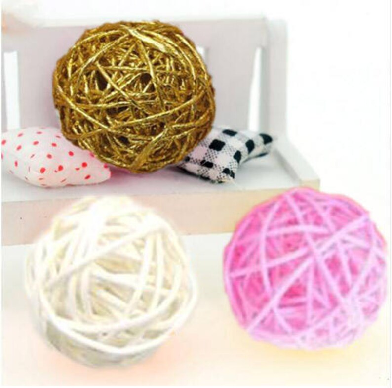 15pcslot 5cm Pink Gold White Wedding Backdrop Ball birthday party decor rattan wicker balls baby shower wedding table decoration