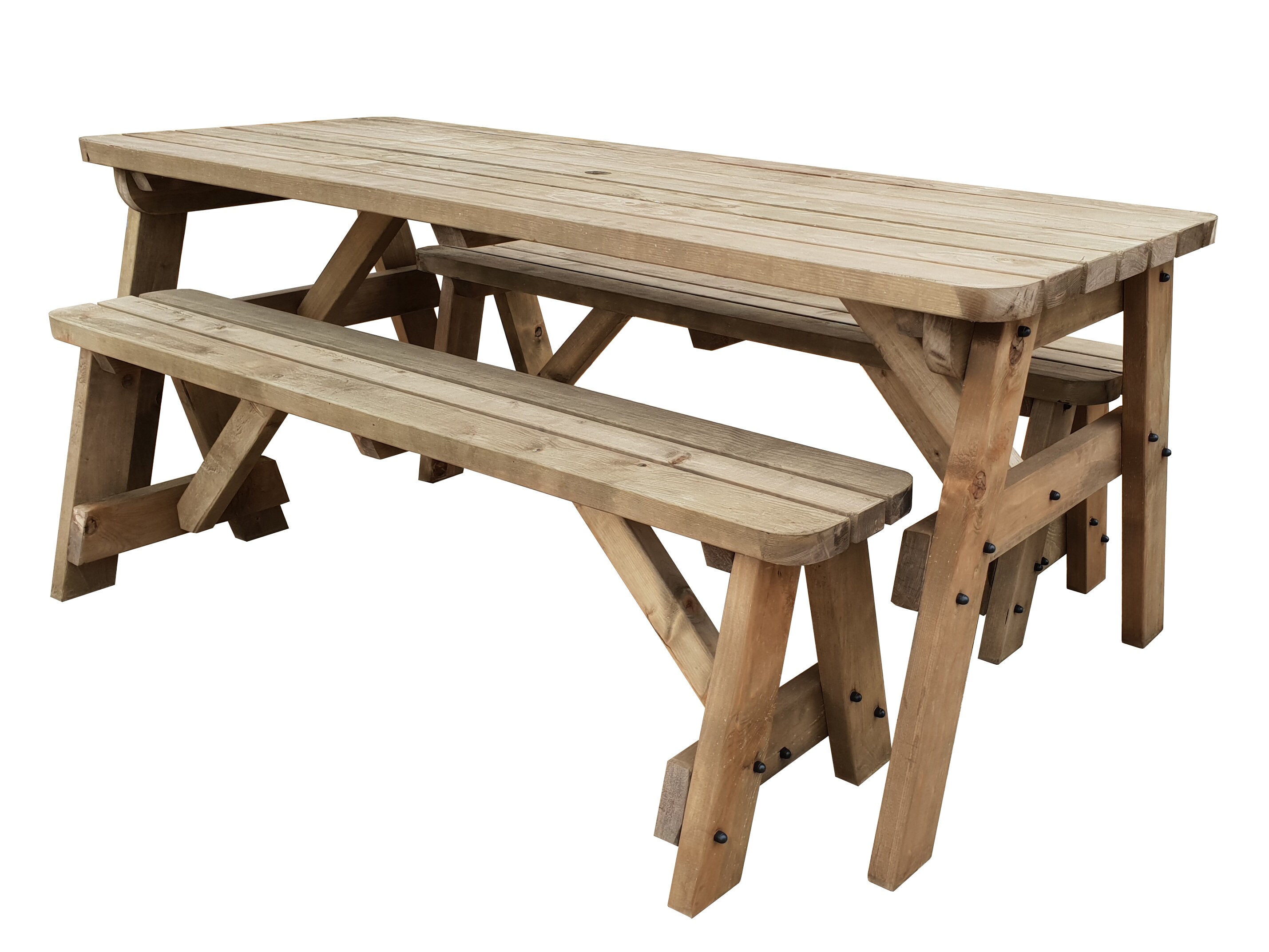 Wooden Picnic Table and Bench Set Victoria Compact Rounded Etsy