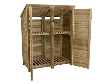 Wooden Log Store 6ft With Doors, Reversed Roof Firewood Storage Width 1460mm x Height 1800mm x Depth 880mm