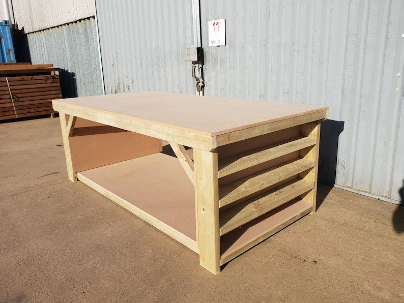 Wooden MDF Top Workbench With Extra Shelving 4ft to 8ft in Etsy
