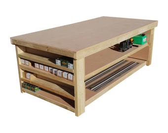 Wooden MDF Top Workbench with Extra shelving 4ft to 8ft in Length - 4ft Depth