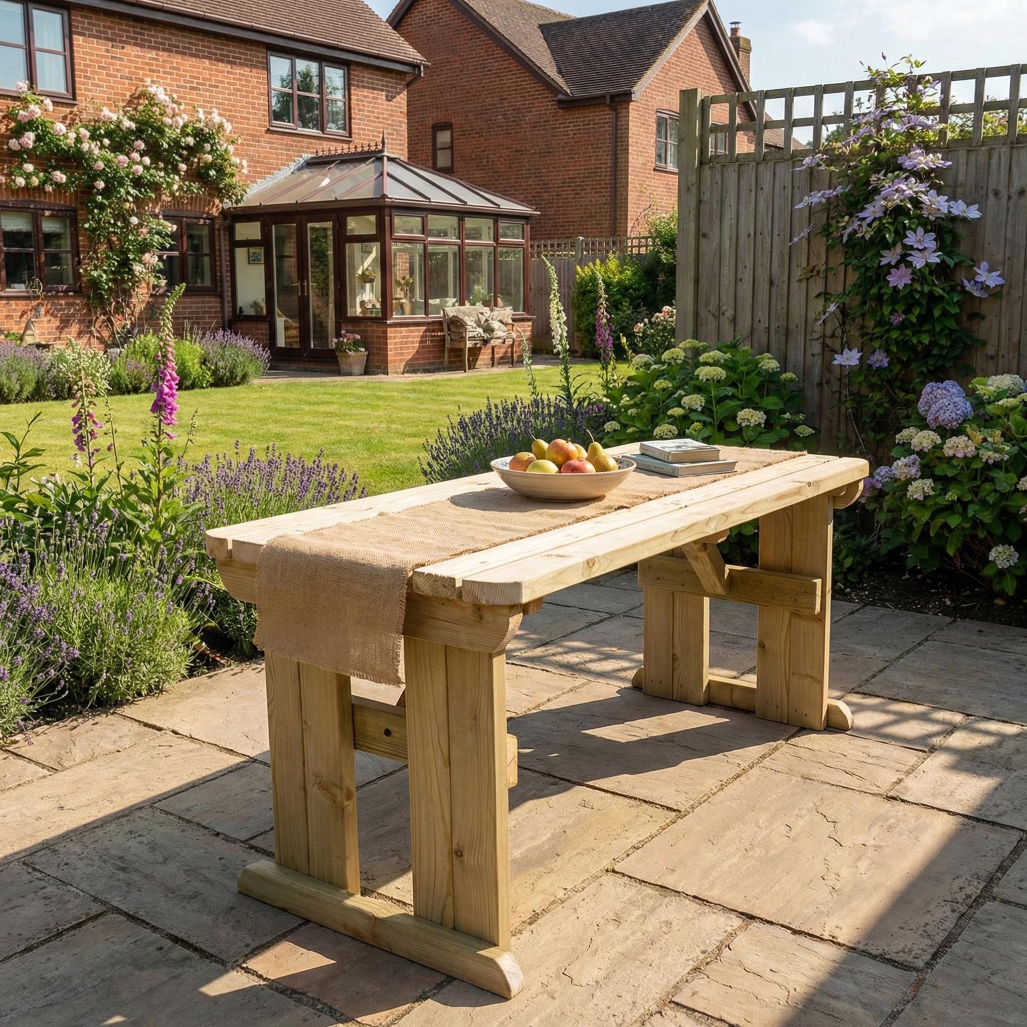 Hollies Outdoor Dining Table Set | Solid Wood Garden Furniture | Heavy ...