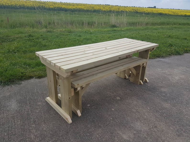 Wooden Picnic Table and Bench Set Wooden Garden/patio Etsy UK