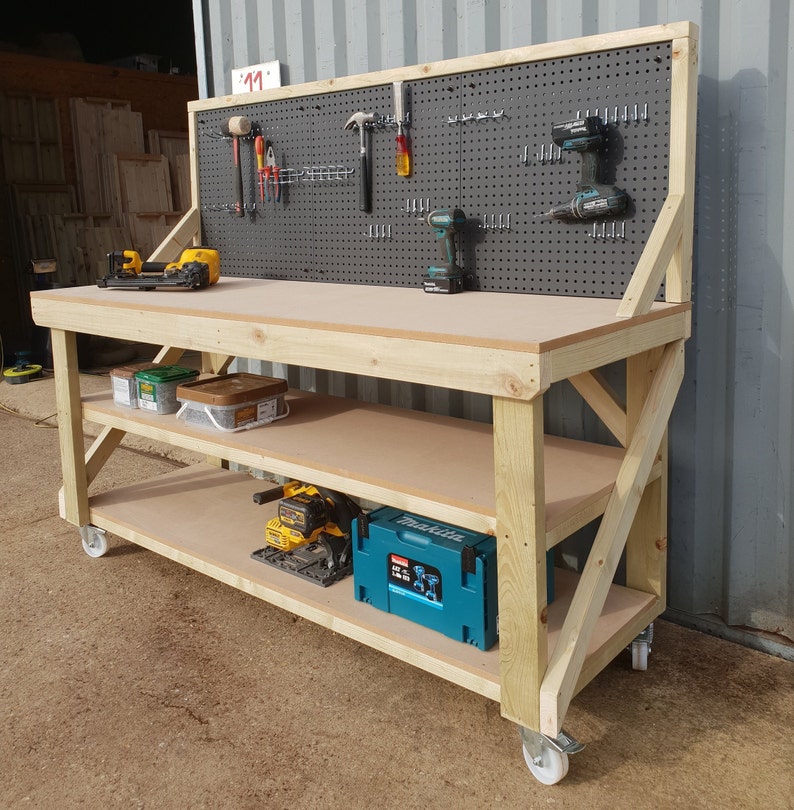 MDF WorkBench With Peg Board And Two Shelfs 4FT6FT Etsy
