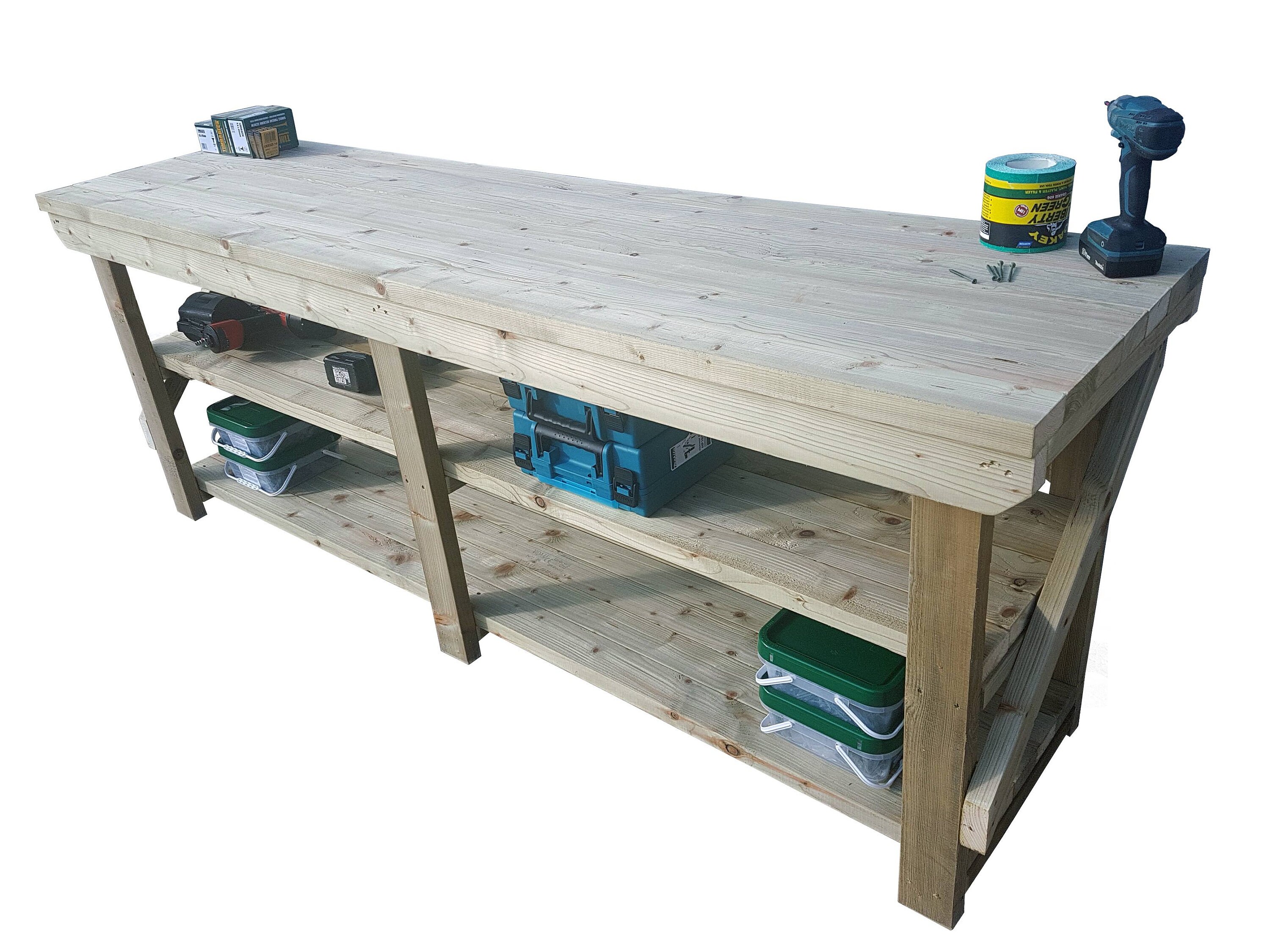 Wooden Indoor/Outdoor Workbench With Double Shelf Etsy