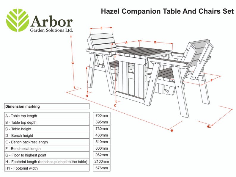 Handmade Wooden Garden Table and Chairs Set | Solid Wood Outdoor Dining ...