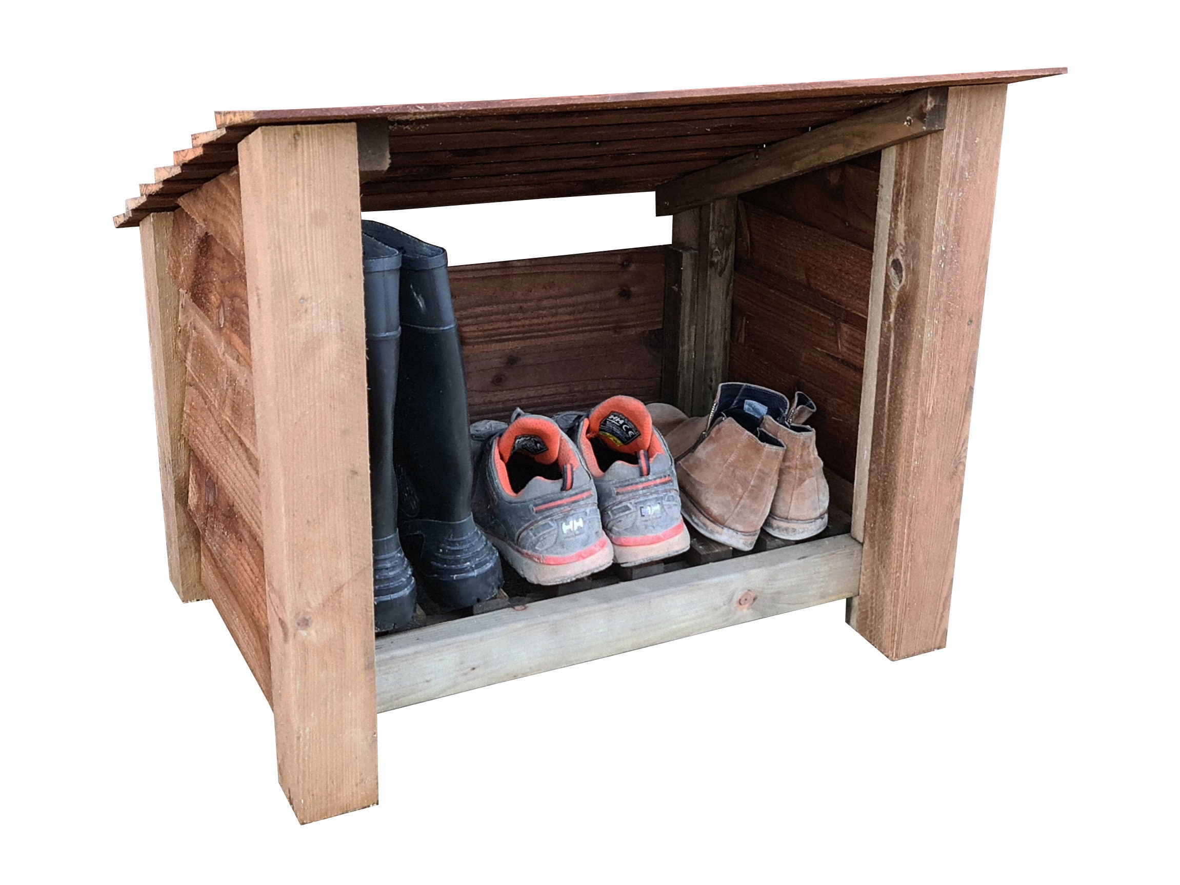 Wooden Outdoor Shoe/log Storage Welly Boot Shoe and Log Shelter Shed 