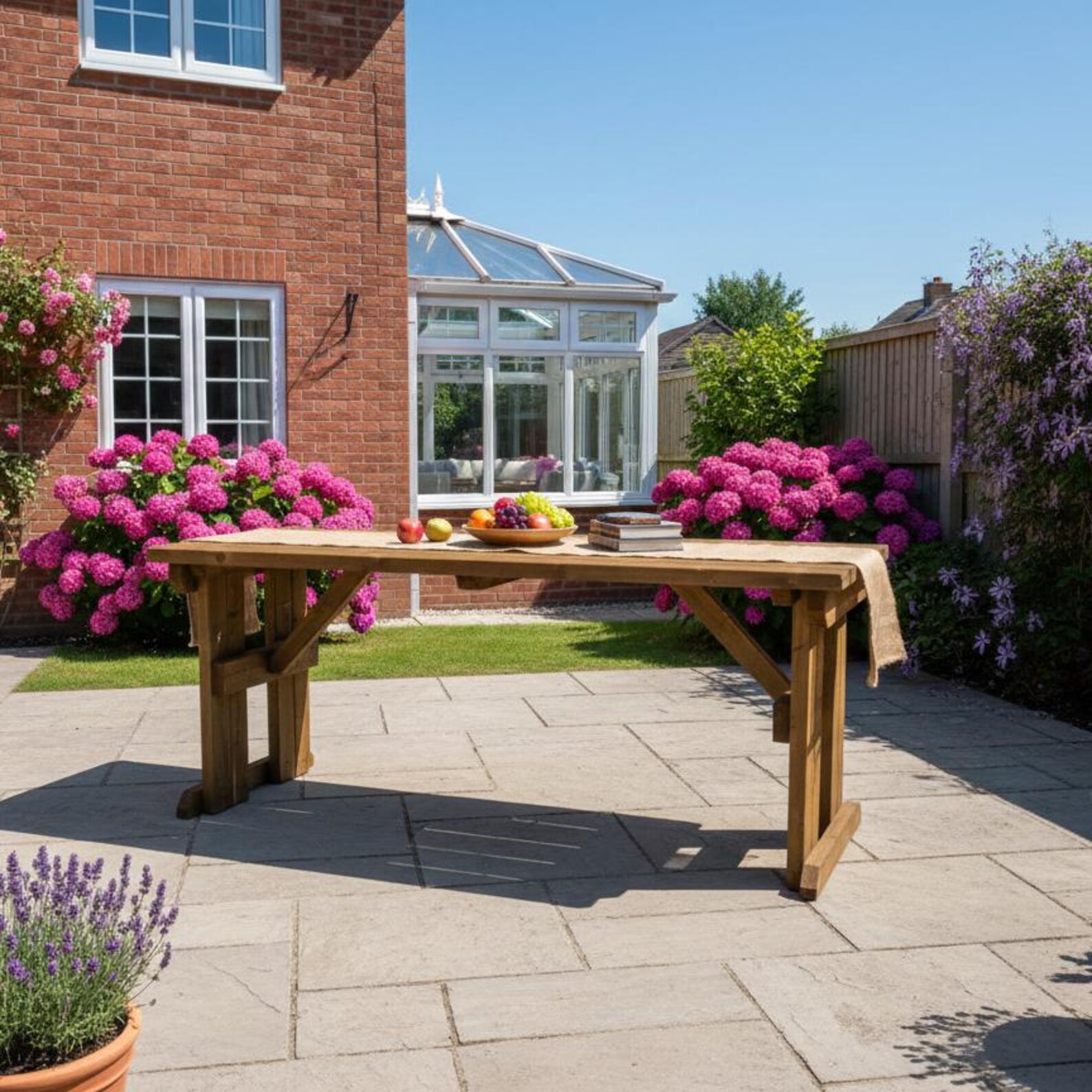 Wooden Garden Dining Table - Hollies Range - Heavy Duty Outdoor Wood ...