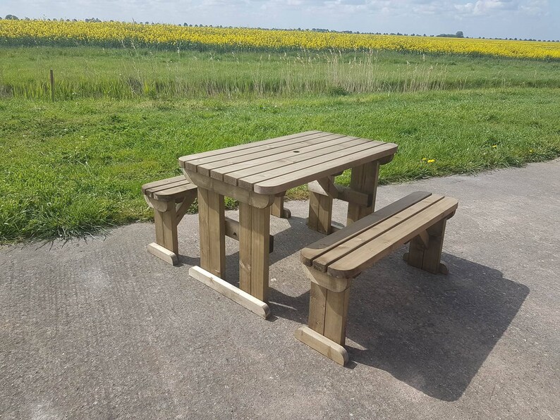 Wooden Picnic Table and Bench Set Aspen Rounded Etsy UK