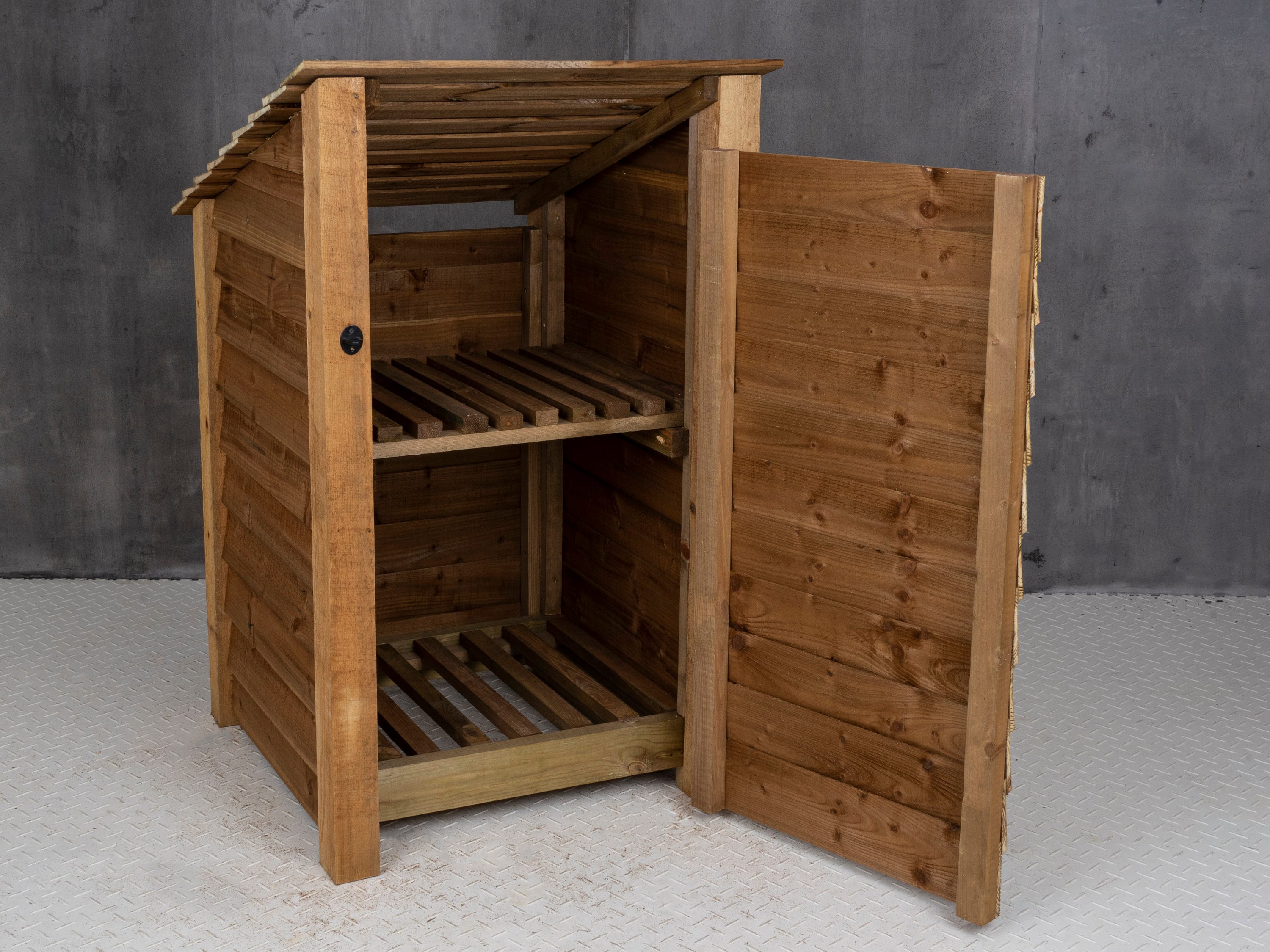 Wooden Log Store With Door 4ft Reversed Roof Firewood Storage Etsy UK