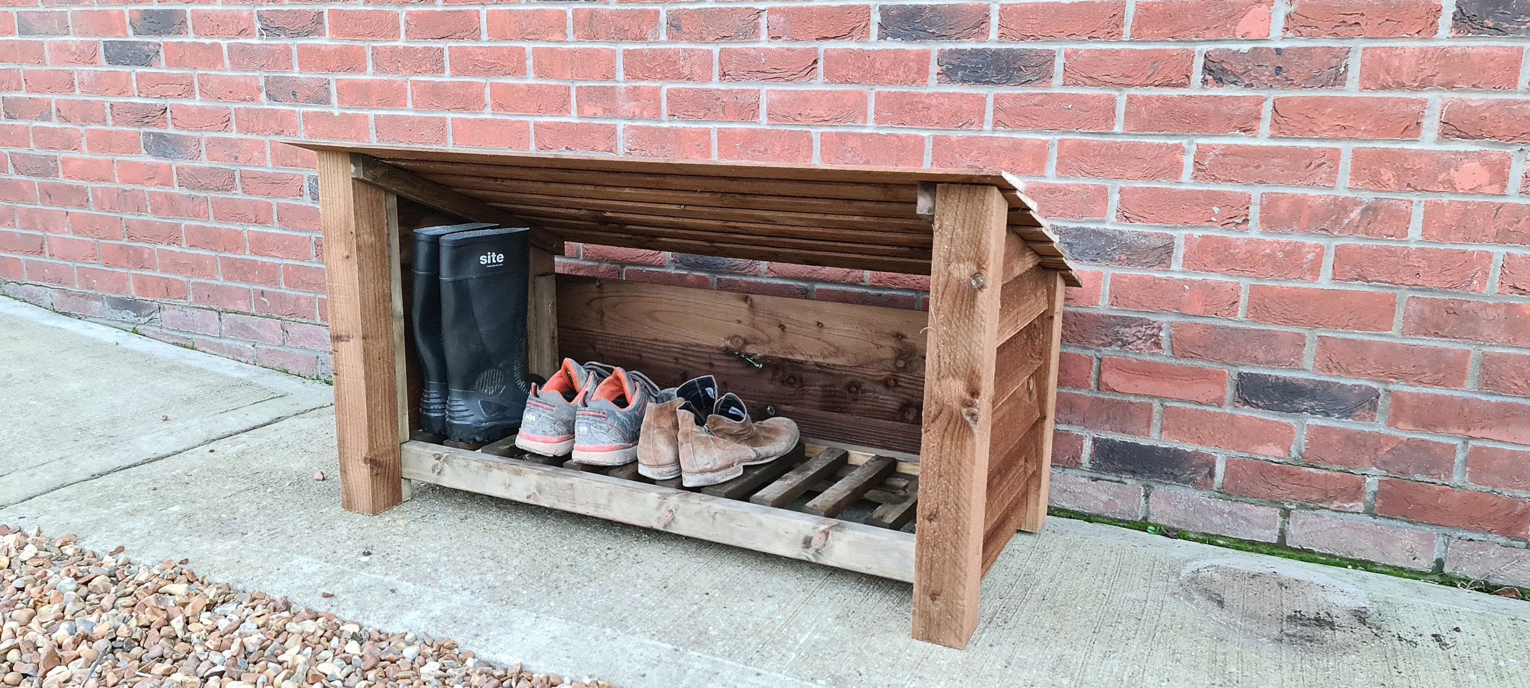 Wooden Outdoor Shoe/log Storage Welly Boot Shoe and Log Shelter Shed 