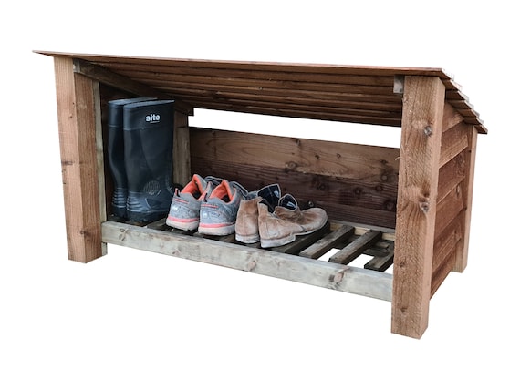 Wooden Outdoor Shoe/log Storage Welly Boot Shoe and Log Shelter Shed 