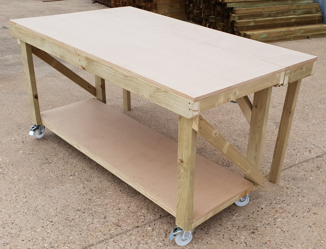 Wooden Workbench 18mm MDF Top With Extendable Working Surface Etsy UK
