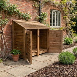 Wooden Log Store With Doors | 146cm Outdoor Firewood Storage Shed | Heavy Duty Timber Wood Shelter | 4.8ft Wide Garden Log Holder image 7