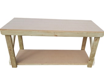 Wooden Work Bench Superior Strength 18mm Plywood Top Industrial Heavy-Duty Table 