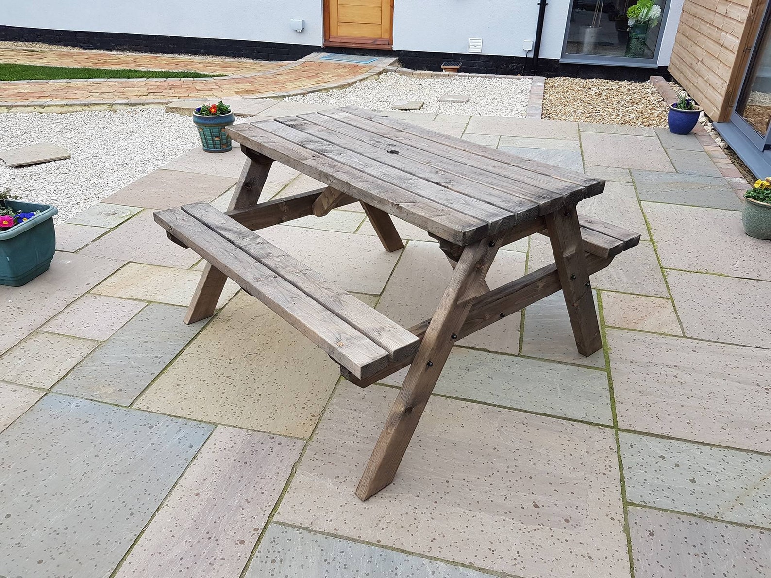 Wooden Classic Pub Style Picnic Table Rustic Brown Etsy UK