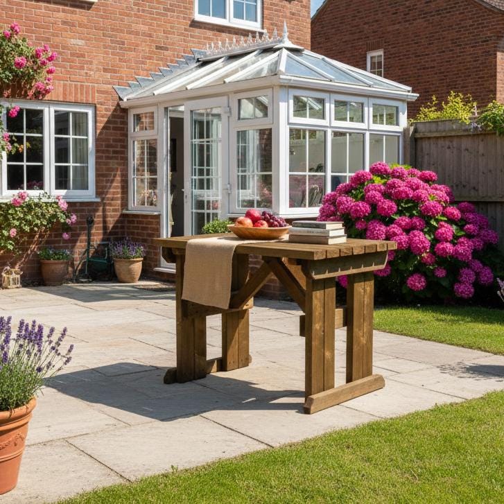 Wooden Garden Dining Table - Hollies Range - Heavy Duty Outdoor Wood ...