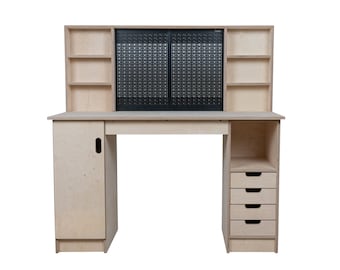 Olympus-6 Heavy Duty Plywood Workbench | Multi-Purpose Workshop Storage Cabinet | Professional Tool Station with Drawers & Cupboard