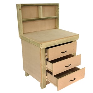 Workbench Tool Cabinet With Back Panel - Wooden 18mm MDF Top Industrial ...