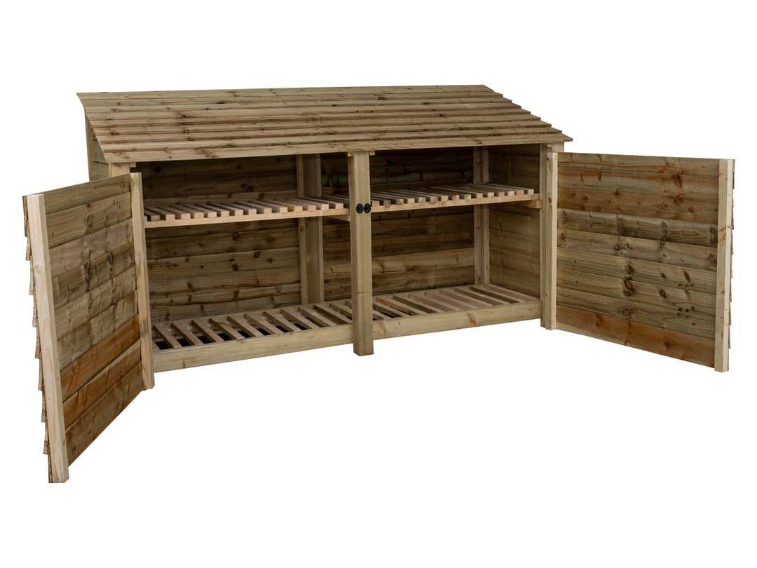Wooden Log Store With Doors 4ft, Firewood Storage Width 2270mm X Height
