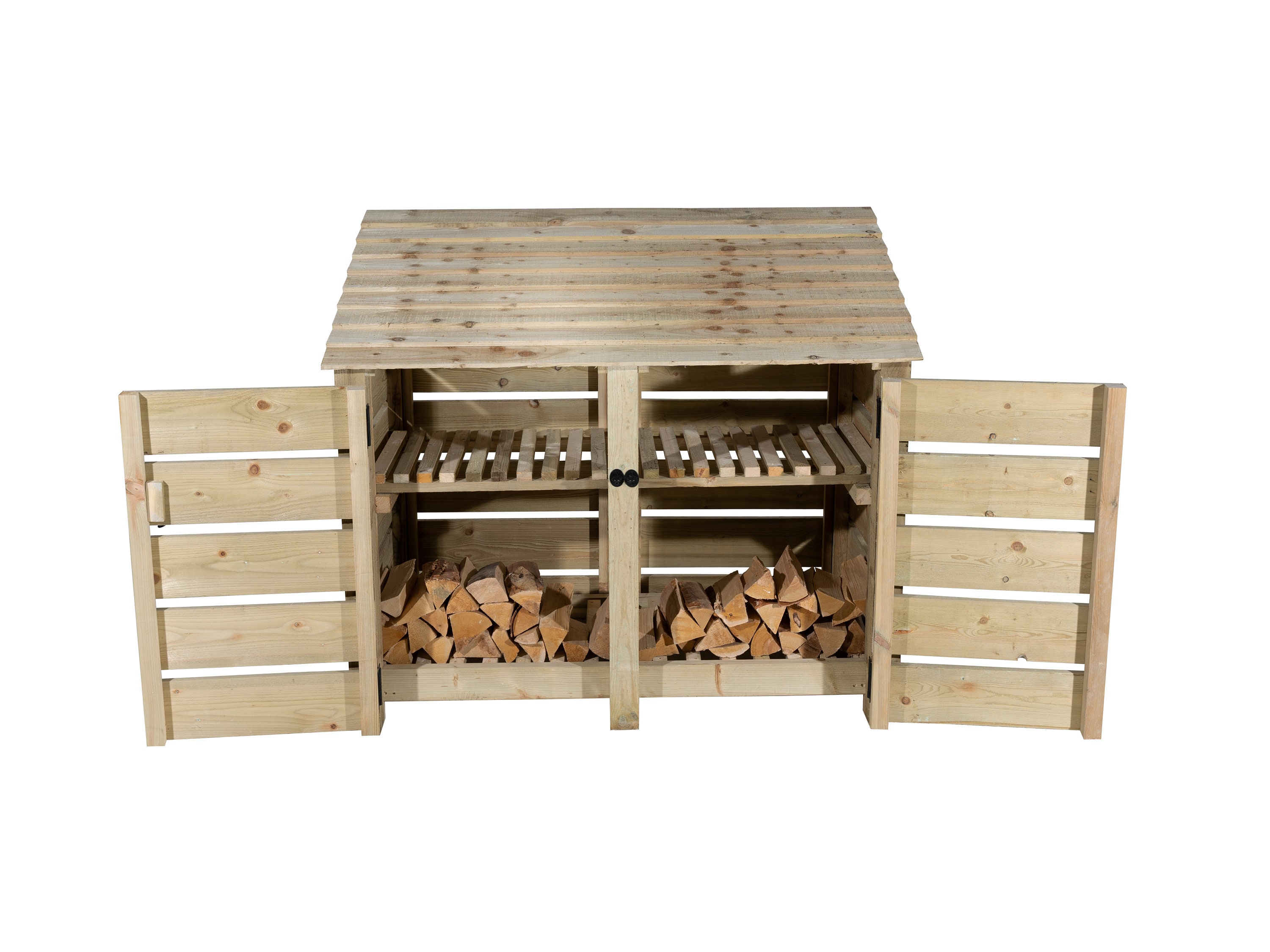 Wooden Log Store With Doors 4ft Slatted Firewood Storage Etsy UK