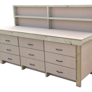 Workbench Tool Cabinet With Back Panel - Wooden 18mm MDF Top Industrial ...