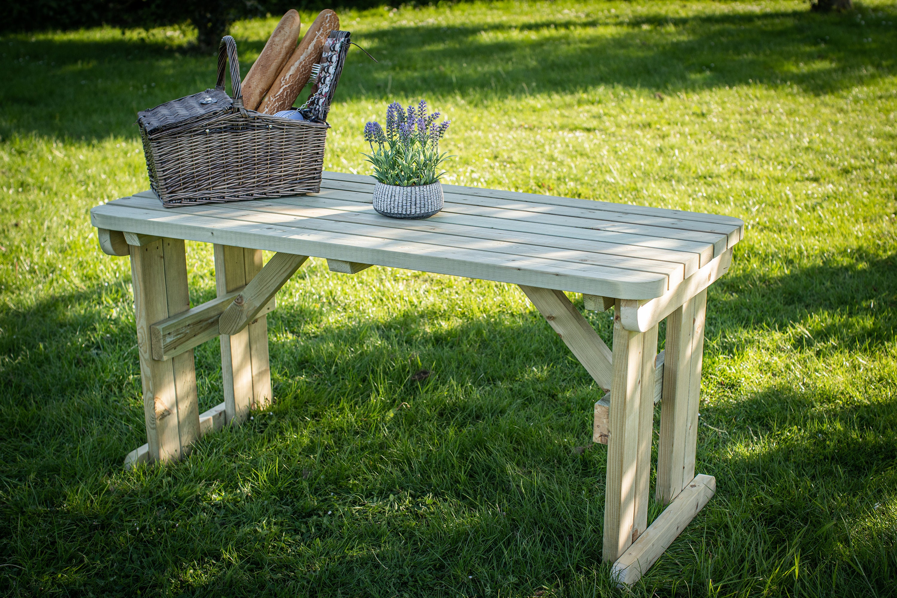 Wooden Garden Table Hollies Rounded Outdoor Dining Bench Etsy UK