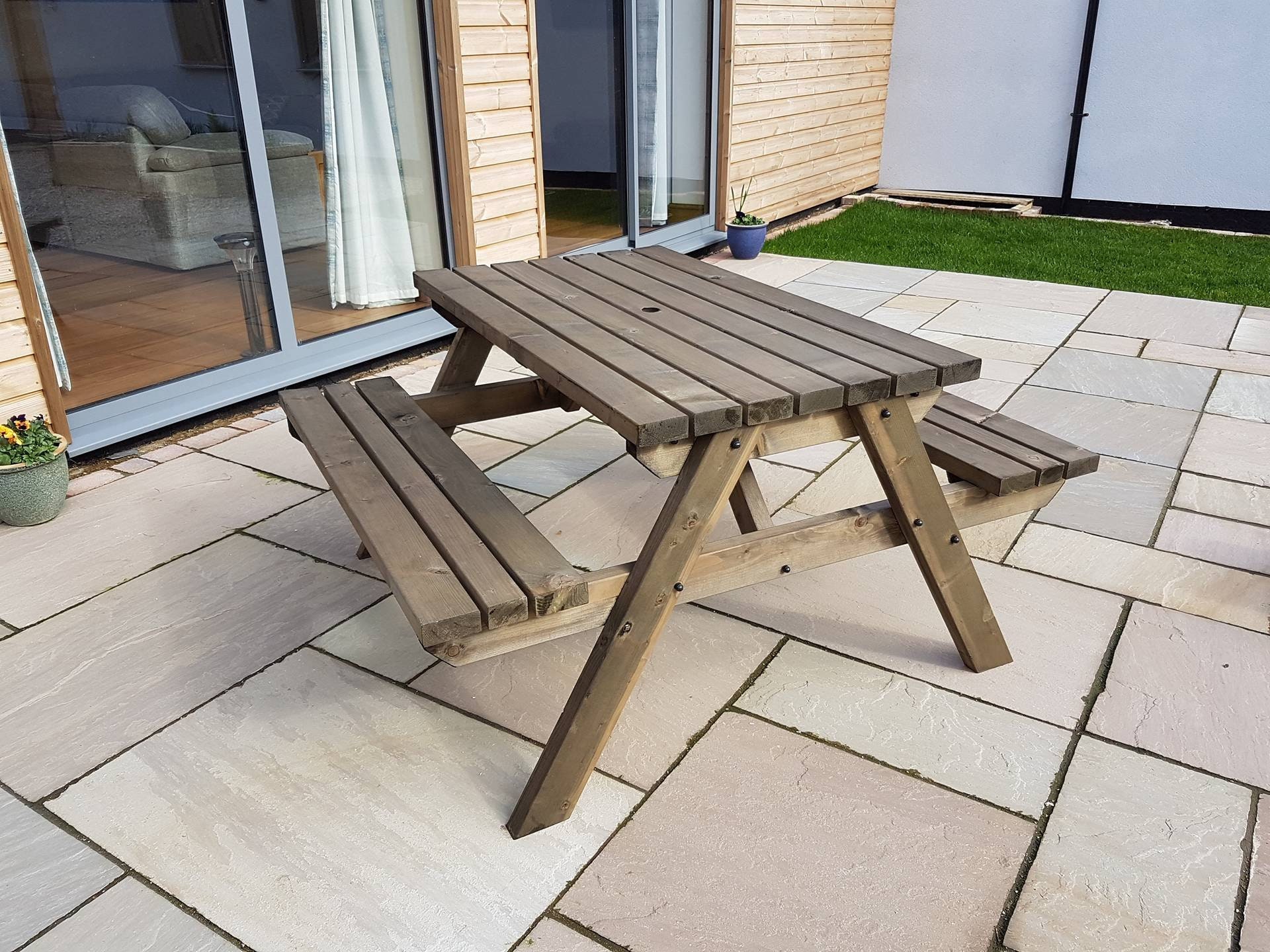 Wooden Pub Style Bench Traditional Garden Picnic Table And Etsy UK