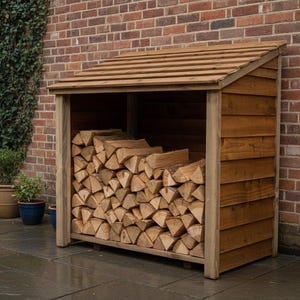Wooden Log Store | Heavy Duty Outdoor Firewood Storage Shed, Compact Timber Shelter image 2