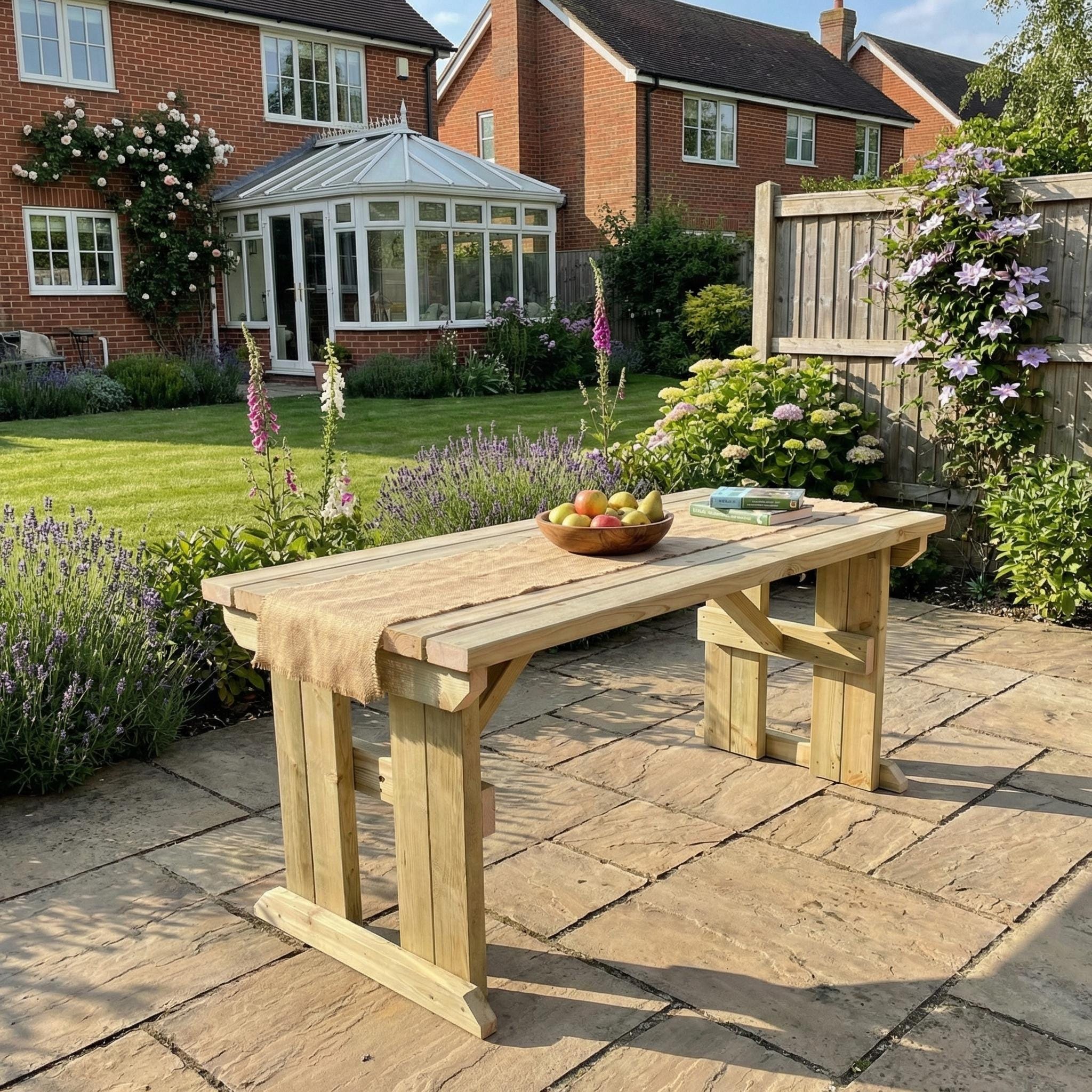 Wooden Garden Dining Table - Hollies Range - Heavy Duty Outdoor Wood ...