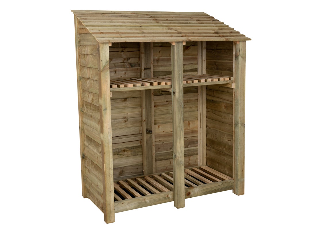 Wooden Log Store 6ft, Firewood Storage Width 1460mm X Height 1800mm X ...