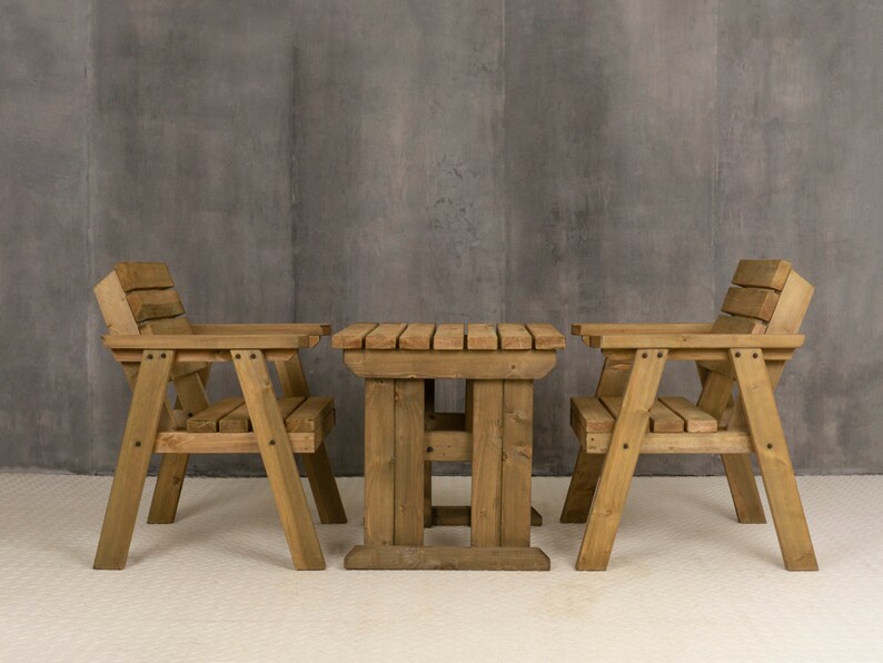 Handmade Wooden Garden Table and Chairs Set | Solid Wood Outdoor Dining ...