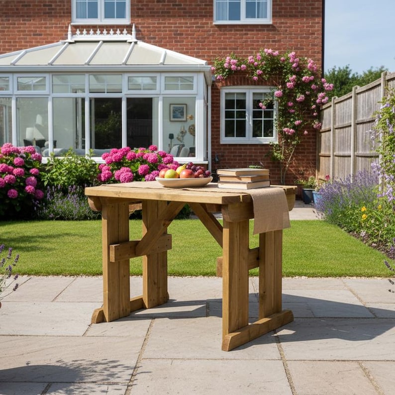Hollies Outdoor Dining Table Set | Solid Wood Garden Furniture | Heavy ...