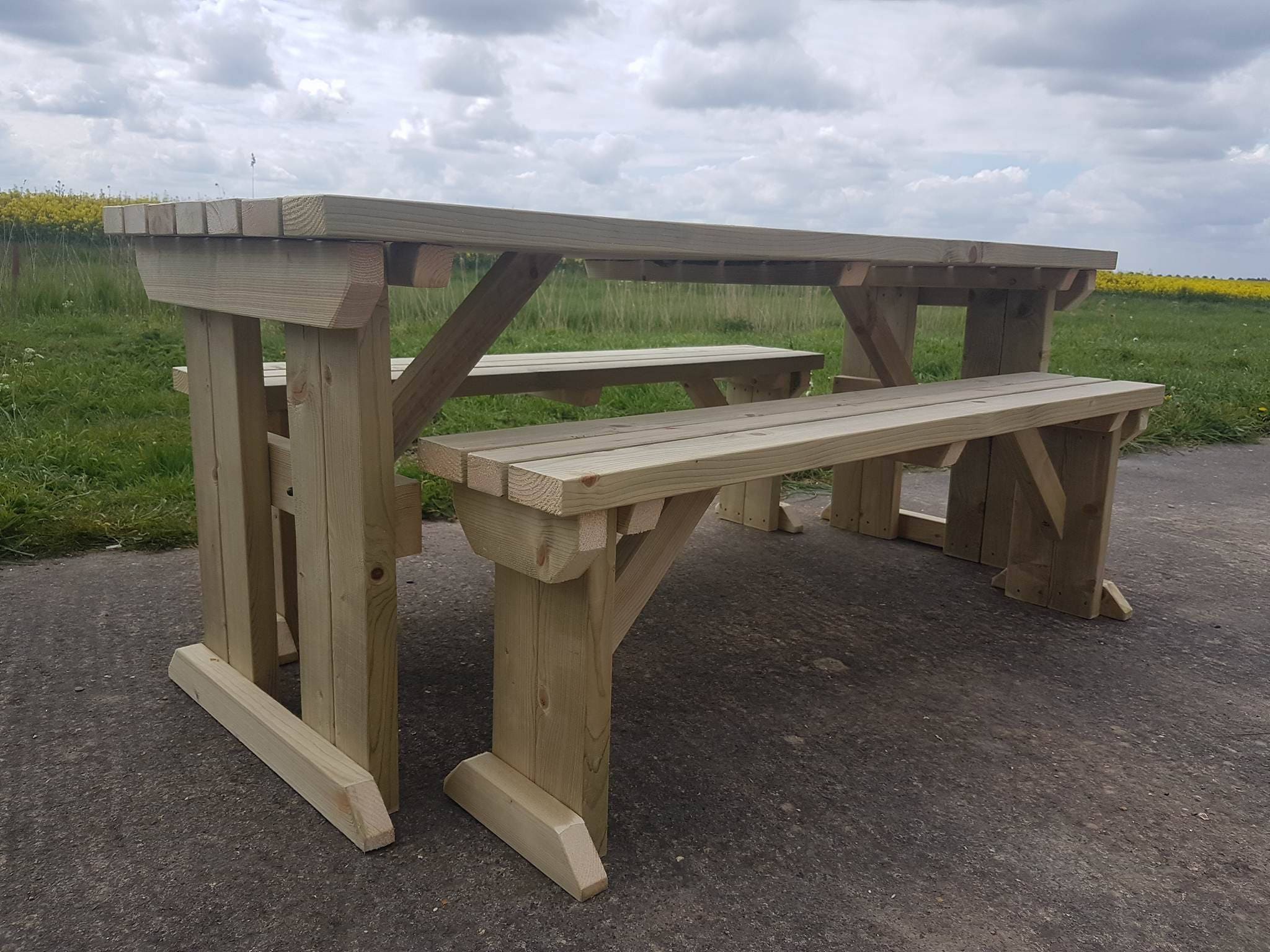 Wooden Picnic Table and Bench Set Wooden Garden/patio Etsy UK