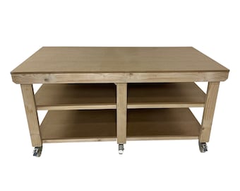 Wooden MDF Workbench With Two Shelfs 4ft to 8ft Length - 4ft Depth