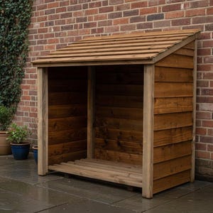 Wooden Log Store | Heavy Duty Outdoor Firewood Storage Shed, Compact Timber Shelter image 3